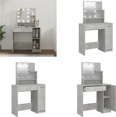 Obrázek produktu pro vidaXL Toaletní stolek s LED betonem šedý 86,5x35x136 cm - Toaletní stolek - Kosmetický stolek - Toaletní stolek