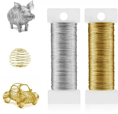 Produktbild von Schnur aus Zinkstahl - 0,3 mm - Silber/Gold - Dekorationsdraht - Basteln - Blumenstränge/Keramikdekorationen - 100 m