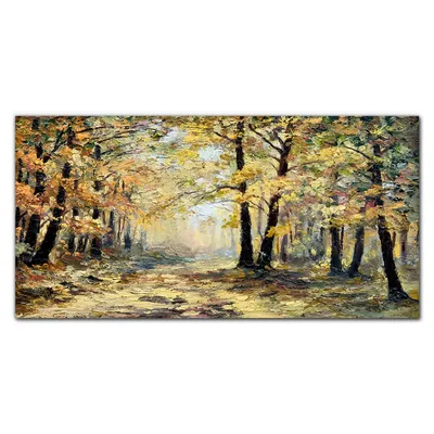 Produktbild von Coloray Bild aus Glas 140x70 glasblock mit bild gehärtetes Glas wohnzimmer Küche Dekoration wanddekoration - Herbstwald