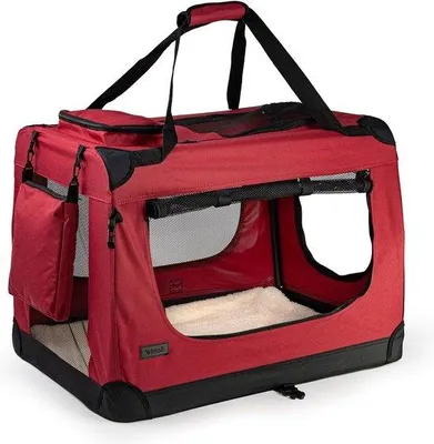 Produktbild von Faltbare Hundebox 60x42x44 cm robust dunkelrot 12 kg
