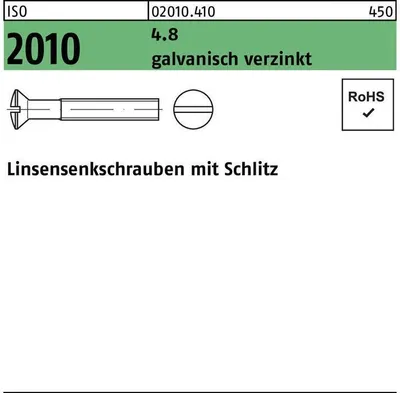 Produktbild von Reyher  Linsensenkschrauben ISO 2010 4.8 M 10x20 galv. vz (100 Stück)