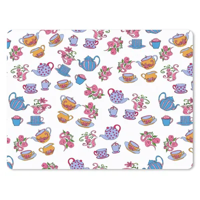 Produktbild von MuchoWow® Mauspad Mousepad Muster - Tee - Rosen - Teekanne 23x19 cm - Mousepads - Maus Mat - Pad - Mausunterlage - Schreibtischunterlage - Mauspad