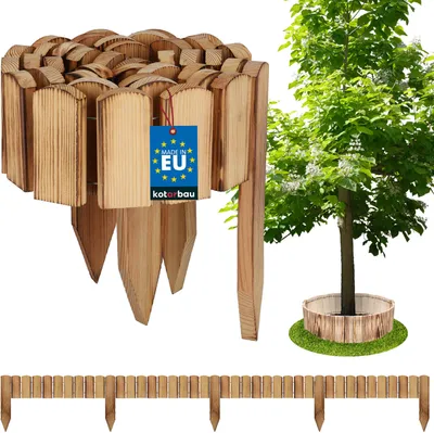 Produktbild von KOTARBAU® Beeteinfassung 200x10 cm Rollborder Flexible Beetumrandung Beet Zaun Abgrenzung für Blumenbeete  Steckzaun Rasenkante Kiefernholz Angebrannt