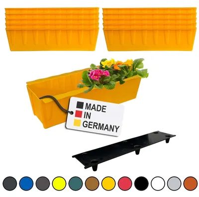 Produktbild von BURI 10 Euro-Paletten Blumenkästen-Einsätze inkl. Bewässerungsmatte | 37,3cm Gelb | Pflanzkasten für Europalette Palette | Balkonkasten | Blumentopf | aus stabilen Kunststoff |  Germany