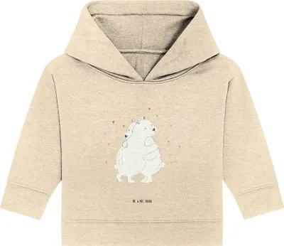 Produktbild von Mr. & Mrs. Panda Organic Baby Hoodie Eisbär Umarmen 24. - 36. Monat - Natural Raw - Geschenk, Lustige Sprüche, Kapuzenshirt, Kapuzensweatshirt