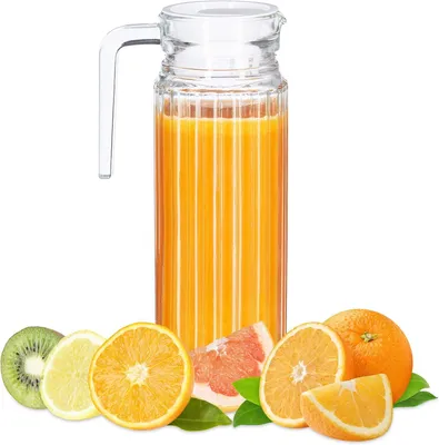 Produktbild von 1 Liter Fassungsvermögen - Griff - Deckel - Glas - Spülmaschinenfest - Karaffe - Ausgießer - Wasserkaraffe - Transparent