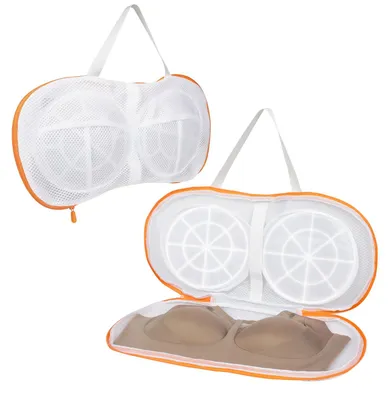 2er Set BH-Waschbeutel mit Stützrahmen, 44x22 cm, weiß