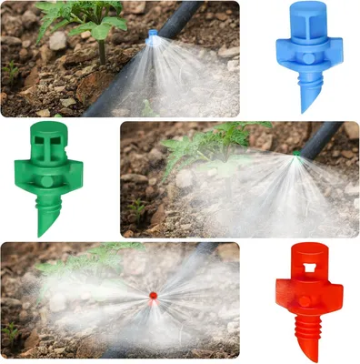 Produktbild von 150 Stück Wassernebel-Sprühkopf Sprinkler Bewässerungssystem Garten Rasen Pflanze Bewässerung Sprühkopf 90 Grad, 180 Grad, 360 Grad (3 Farben)
