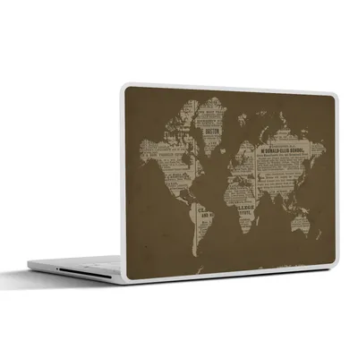 Produktbild von MuchoWow® Laptop Aufkleber Sticker Cover Weltkarte - Retro - Zeitung 40x30 cm - Laptop Dekoration - Selbstklebend