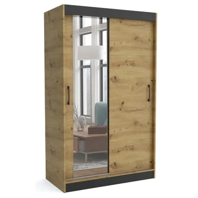 Produktbild von Schwebetürenschrank JOHNY in Artisan mit Spiegel – Moderner Stauraum für Ihr Schlafzimmer oder Wohnzimmer