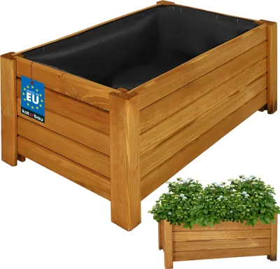 Zdjęcie produktu dla KOTARBAU® Donica Skrzynka Drewniana na Nóżkach 58 x 34 x 25 cm Doniczka Skrzynia z Agrowłókniną Dąb