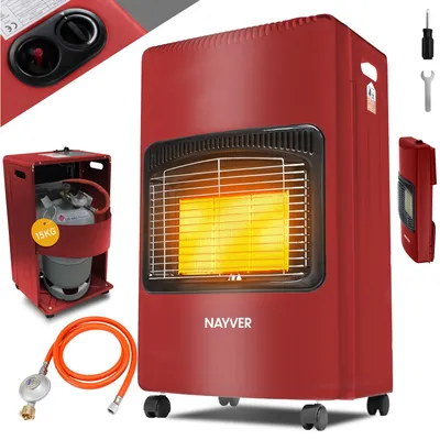 Produktbild von NAYVER Gasheizofen inkl. Schlauch und Druckminderer Camping Heizung, Rot