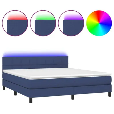 Obrázok produktu pre vidaXL Boxspring posteľ s matracom a LED modrá 180x200 cm látka
