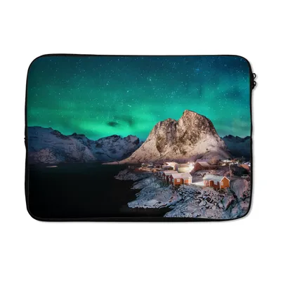 Produktbild von MuchoWow® Laptop Hülle 14 ZollNordlichter - Berge - Norwegen Laptoptasche - Laptoptasche - Stoßsicher - Schutzhaube