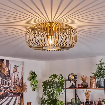 Produktbild von Pieris runde Deckenlampe aus Metall in Altmessingfarben