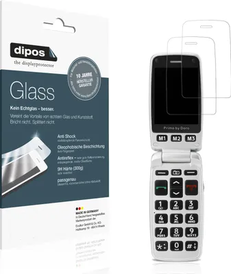 Produktbild von 2x Schutzfolie für Doro Primo 413 matt - Anti-Shock 9H Folie dipos Glass Kunststoffglas