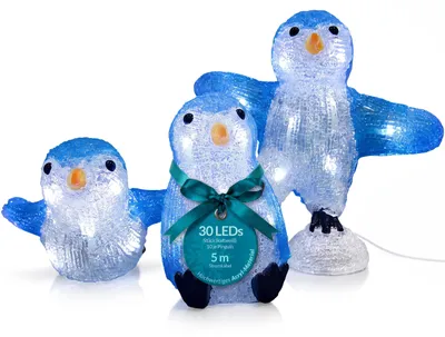 Produktbild von DEUBA LED Weihnachtsdeko Outdoor Pinguin-Familie 30 LEDs 5m Kabel IP44, KI-generiertes Bild