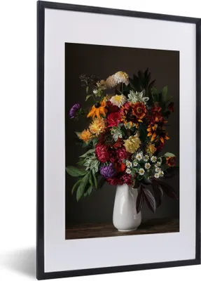 Produktbild von MuchoWow® Gerahmtes Poster Stillleben - Blumenstrauß - Farbe 40x60 cm - Poster mit Schwarzem Bilderrahmen Wandposter Rahmen Foto Bilder - Poster in Rahmen