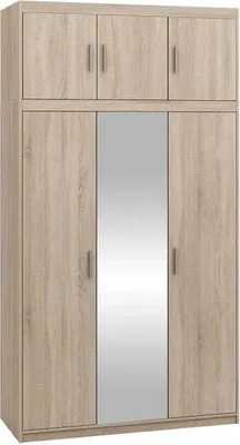 Obrázek produktu pro Zrcadlová šatní skříň 133 cm s nástavbou ARCATA - dub sonoma