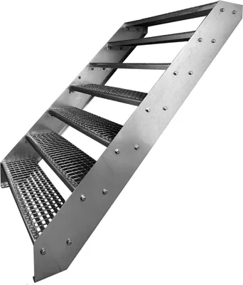 Obrázek produktu pro Mřížové ocelové schodiště se 7 stupni - pozinkované - (š x v x h) 120 x 133 x 139 cm