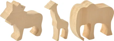 Produktbild von EDUPLAY 210204 Schnitzholz Zootiere, natur, 3-teilig (1 Set)