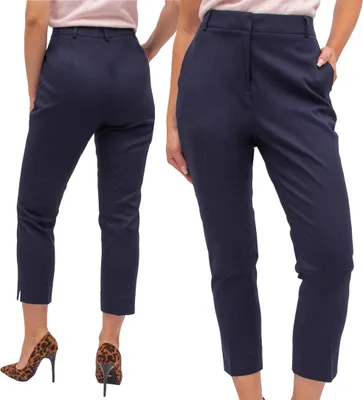 Obrázok produktu pre FIRI Elegantné dámske nohavice 7/8 s vysokým pásom, tmavomodré, veľkosť 44