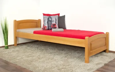 Produktbild von Einzelbett / Gästebett Kiefer massiv Vollholz Erlefarben 80, inkl. Lattenrost - 80 x 200 cm (B x L)
