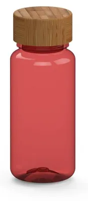 Immagine prodotto di Borraccia "Natural" da 400 ml - a tenuta stagna e senza BPA - borraccia leggera in Tritan con tappo in bambù, ideale per lo sport - trasparente-rosso