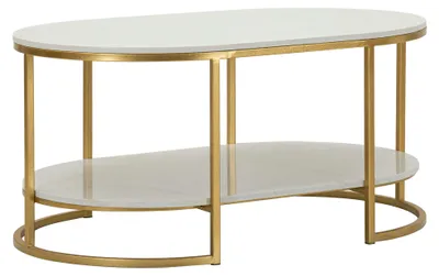 Produktbild von Bafarane - Couchtisch, 90x60x45h cm Weiß Marmor, Oval