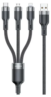 Productafbeelding van Awei Kabel CL-975 USB-C/Lightning/Micro 3-in-1, zwart