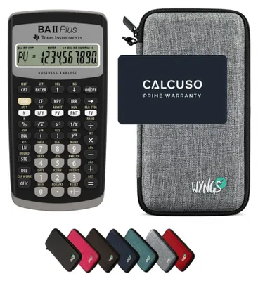 Produktbild von TI-BA II Plus inkl. WYNGS Schutztasche Hellgrau - Finanzrechner - Basic Set