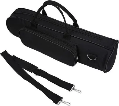 Image de Sac à trompette durable en tissu Oxford noir avec bandoulière