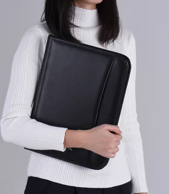 Obrázek produktu pro Multifunkční profesionální obchodní portfolio na zip Padfolio Folder Document Case Organizer A4Polyuretankůže s kalkulačkou Držák vizitek Memo Note Pad