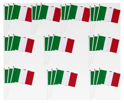 Produktbild von 30 Stück italienische Fahnen mit Kurbel für Nationalfeiertag, Partys, Paraden, Fußballspiele, Dekoration für Bar 21,5 x 14 cm