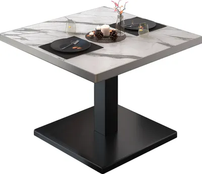 Produktbild von BM | Bistro Loungetisch | B:T:H 70 x 70 x 41 cm | Weiß Marmor / Schwarz | Bistro Tisch Loungetisch