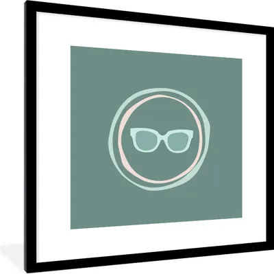 Produktbild von MuchoWow® Gerahmtes Poster Sommer - Sonnenbrille - Blau 40x40 cm - Poster mit Schwarzem Bilderrahmen Wandposter Rahmen Foto Bilder - Poster - Plakat im Rahmen