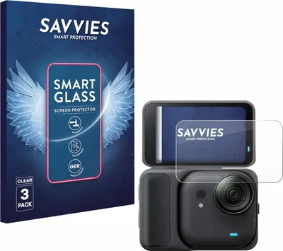 Produktbild von 3x Savvies Schutzglas Folie für Insta360 Go Ultra 9H Panzer Schutzfolie Glas Displayschutz klar transparent