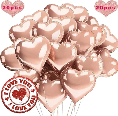 Produktbild von 18 Zoll Herz Folienballon Rosegold, 20 Stück Herz Helium Luftballons, Folienballon Hochzeit, Folienluftballon, Herz Ballons, Heliumballon