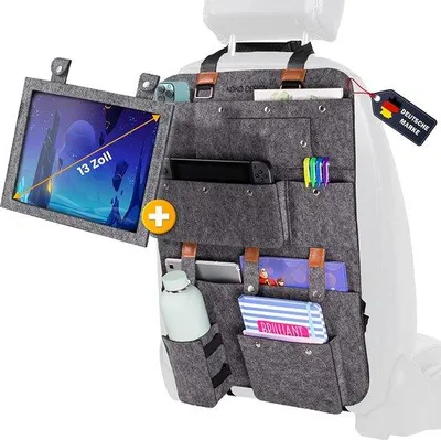 Obrázok produktu pre Ochrana zadnej lavice z viltu, ochrana interiéru auta s držiakom na tablet pre deti, čierna