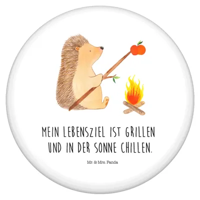 Produktbild von Mr. & Mrs. Panda Pin Igel Grillen - Weiß - Geschenk, Badge, Lustige Sprüche, Ansteckschmuck, Spruch, Motivation, Ziele, Anstecker, Button, Sinn Des Lebens, Plakette