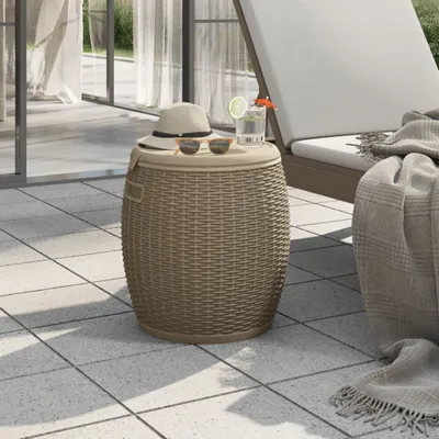 Image de The Living Store Coffre de jardin 4 en 1 Marron clair Polypropylène