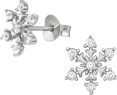 Produktbild von Ohrstecker Ohrringe 925 Sterling Silber Schneeflocke mit Zirkoniasteinen