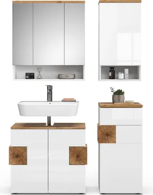 Produktbild von Badmöbel-Set Vicco Eden Weiß Hochglanz 4 Teile, Model 40114