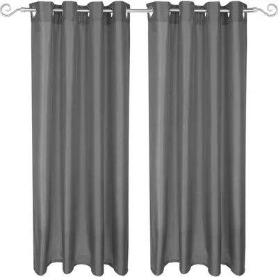 Image de lot de 2 rideaux opaques Alessia avec œillets 140x245cm gris foncé