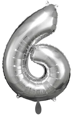 Zdjęcie produktu dla Amscan Balon Foliowy Numer 6 Junior 55 X 88 Cm Srebrny