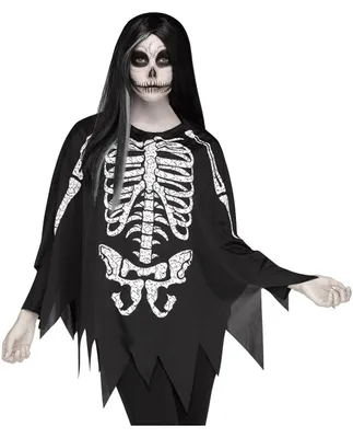 Produktbild von Skelett Poncho Kostüm Überwurf als Mix & Match Verkleidung für Halloween & Dia de los muertos