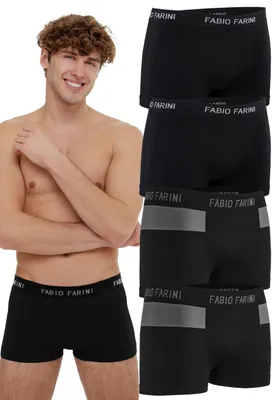 Produktbild von Fabio Farini - 4 Stück Herren Unterhosen - Männer Retroshorts aus weicher Microfaser im sportlichen Look mit Logoschriftzug