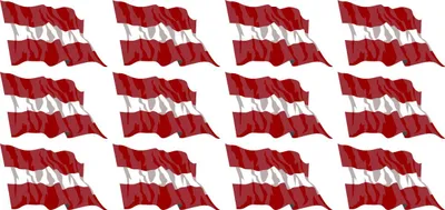 Produktbild von Mini Aufkleber Set - Pack wehend - 50x31mm - selbstklebender Sticker - Lettland - Flagge / Banner / Standarte fürs Auto, Büro, zu Hause und die Schule - 12 Stück