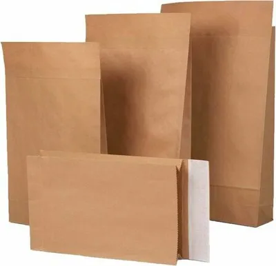 Produktbild von 25x Musterfaltenbeutel mit SK-Klappe aus Kraftpapier 120 g/m² 300x80x430 + 50 mm