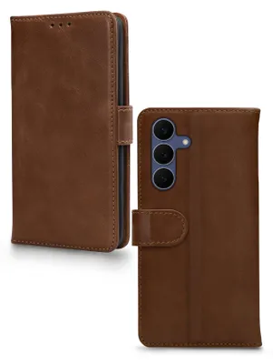 Produktbild von Mobilize Wallet Handyhülle für Samsung Galaxy S25 FE Hülle Echtes Leder Klapphülle Geldbörse - Braun